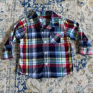 Baby Gap baby boy plaid long sleeve button down shirt 18-24 months